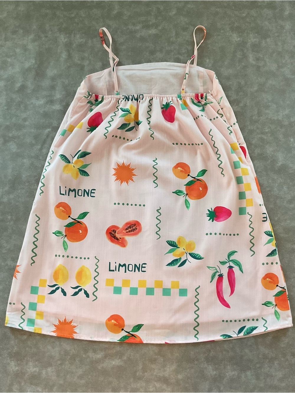 Petal + Pup Fruit Print Mini Dress M Pink Limone Italian Summer NWOT - Picture 3 of 8